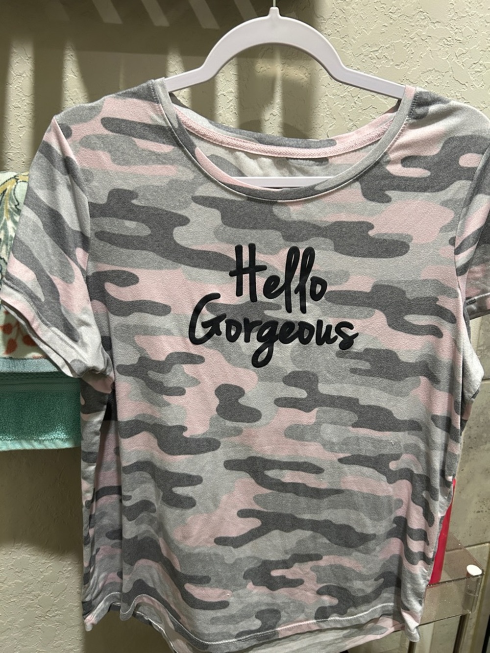 Hello Gorgeous Pink & Gray Camo Tee